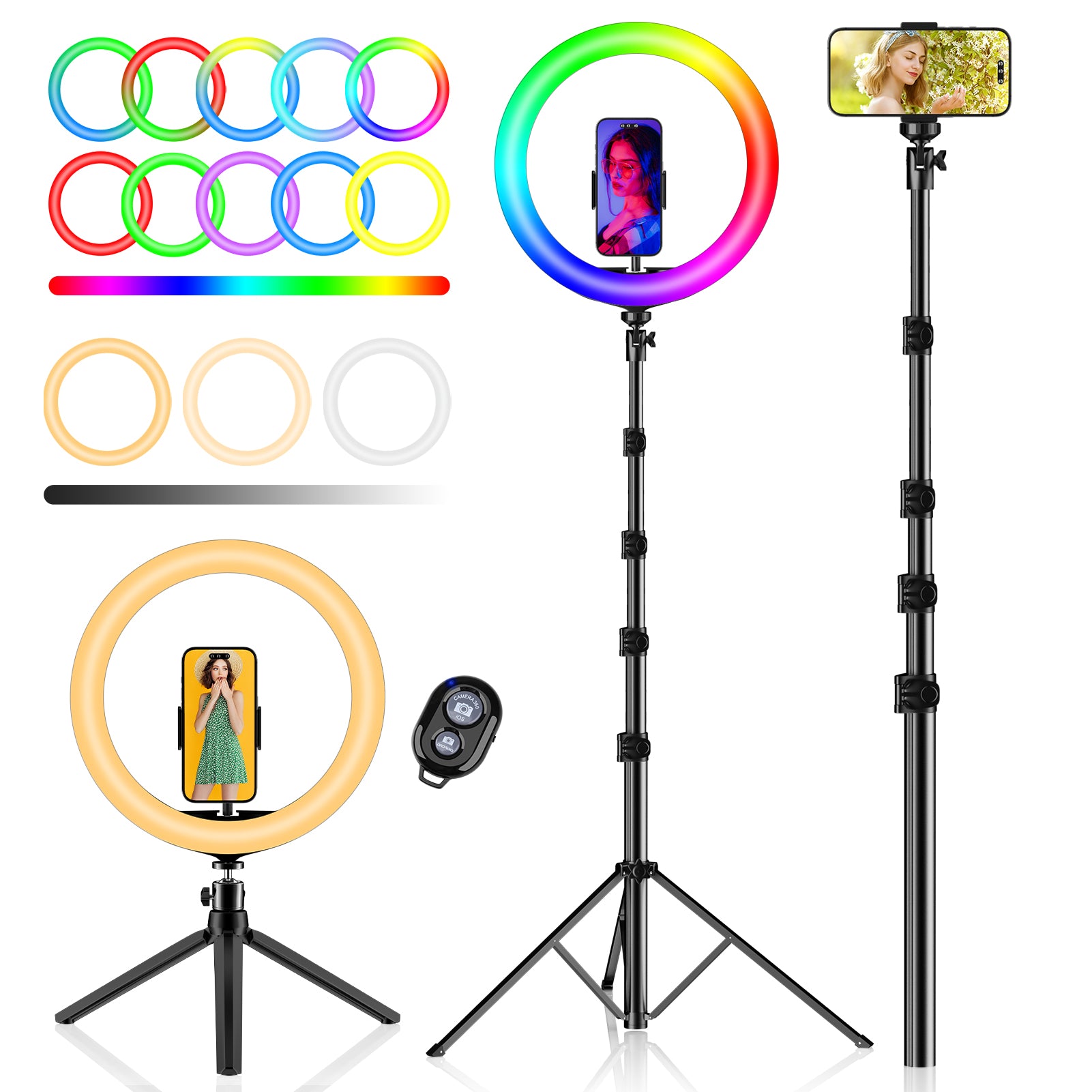 PEYOU LED Ring Light with Tripod Stand and Cell Phone Holder