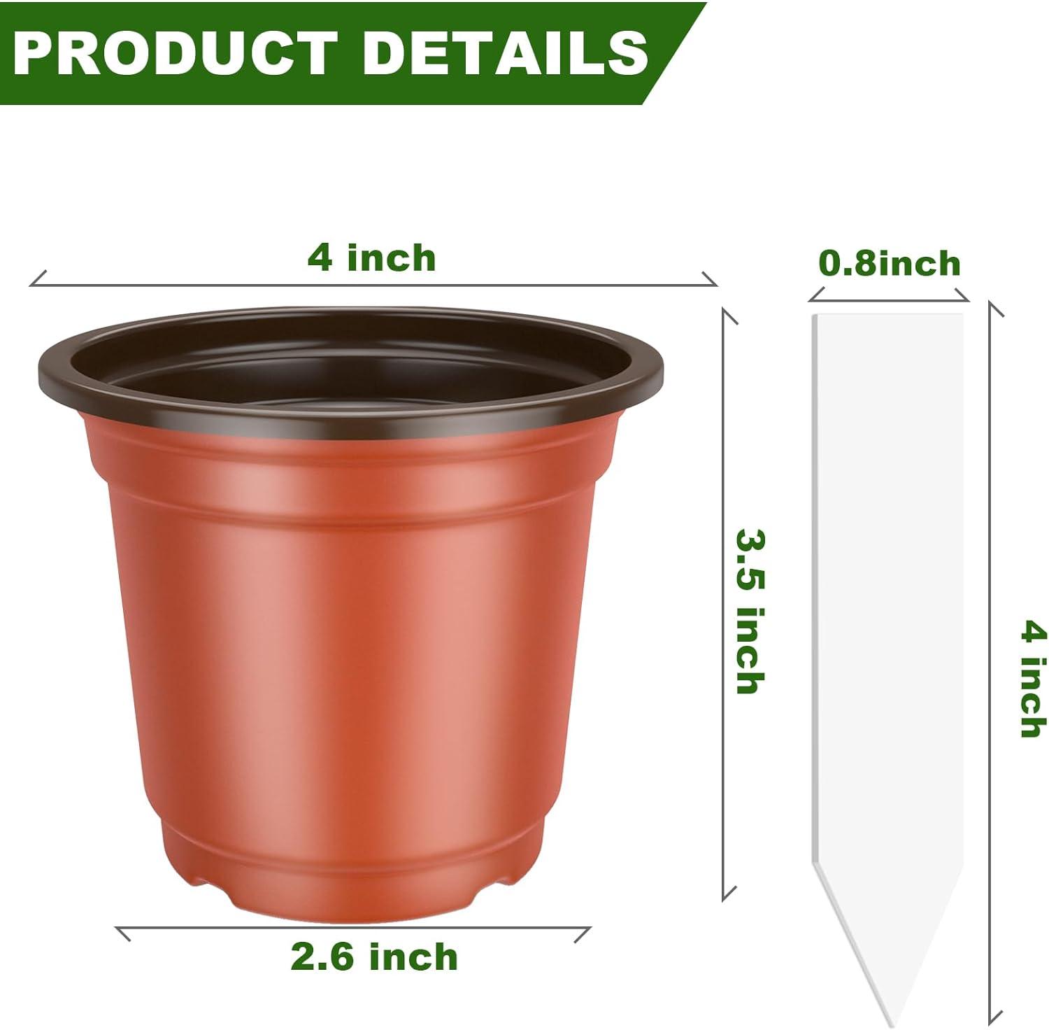 PEYOU 100 Pack 4" Nursery Pots