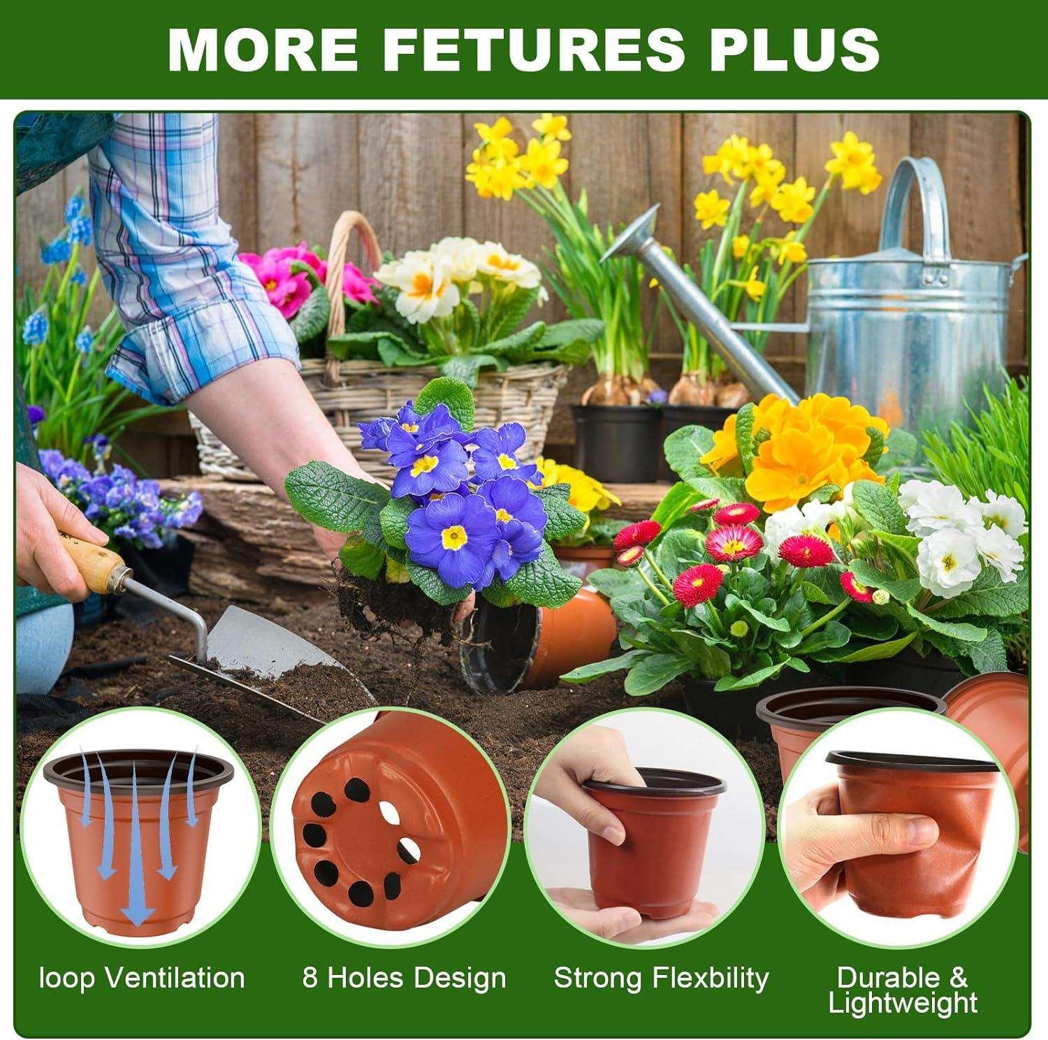 PEYOU 100 Pack 4" Nursery Pots