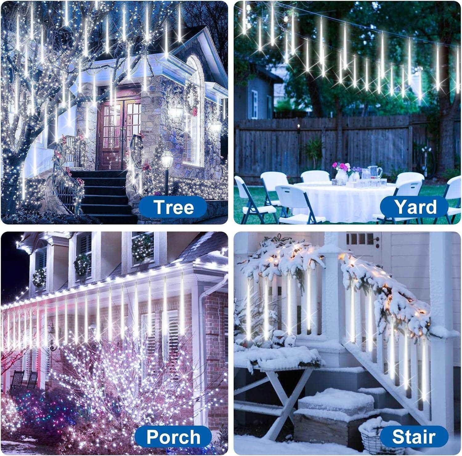 Meteor Shower Lights Outdoor, 38.5ft 15 Tubes 11.8" 540 LED Christmas Lights, Snow Falling Icicle Lights for Xmas Tree Halloween Decoration Wedding Party Window(3 Color Choice)